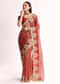 Brownish Mauve Crush Tissue Saree With Heavy Border And Blouse