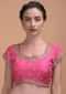Bubblegum Pink Blouse In Raw Silk With Kundan And Zardosi Embellished Floral Buttis Online - Kalki Fashion