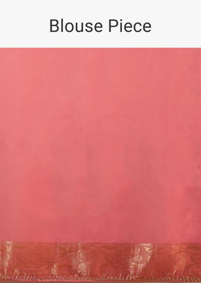 Bubblegum Pink Saree In Organza With Multi Colored Woven Floral Jaal And Moroccan Motifs On The Pallu