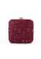 Burgundy Square Box Clutch With Embroidered Net Adorned In Beads, Sequins And Resham In Jaal Design Online - Kalki Fashion