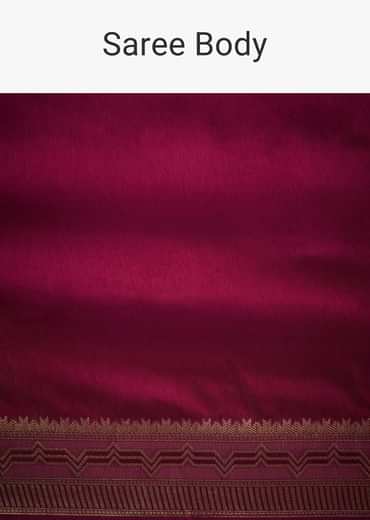 Burgundy Pink Dola Silk Saree With All Over Zari Work