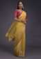 Butter Yellow Saree In Kota Silk With Weaved Floral Pattern On The Border Online - Kalki Fashion