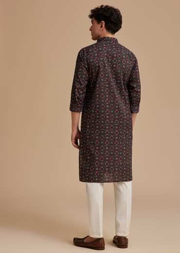 Blue Cotton Geometric Printed Kurta Set