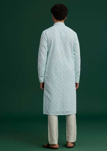 Blue Georgette Embroidered Kurta Set