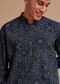 Navy Blue Cotton Denim Traditional Printed Kurta Set