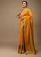 Cadmium Yellow Saree In Dola Silk With Lurex Woven Stripes On The Pallu And Geometric Floral Motifs On The Pleats