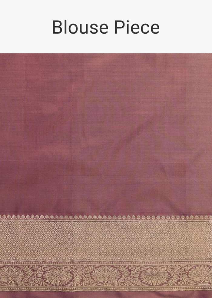 Dusty Pink Kanjivaram Saree In Pure Uppada Silk With Unstitched Blouse