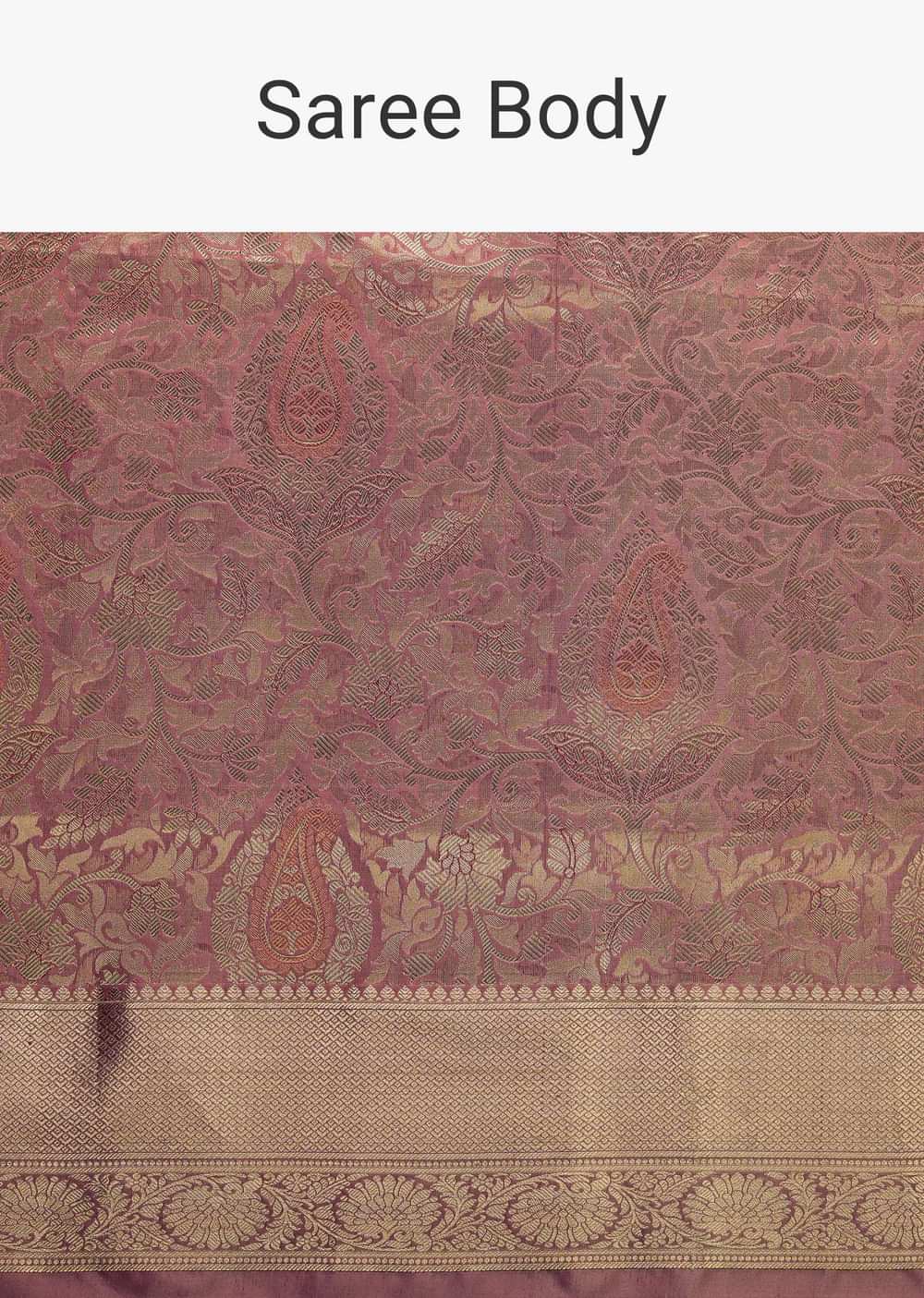 Dusty Pink Kanjivaram Saree In Pure Uppada Silk With Unstitched Blouse