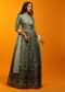 Cameo Green Anarkali Suit With Floral And Peacock Print And Mirror Embroidered Waistline