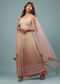 Pink Ombre Embroidered Palazzo Suit Set In Georgette