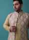 Canary Yellow Festive Bandi Jacket Set In Silk With Machine Embroidery
