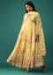 Canary Yellow Anarkali In Georgette With Cut Dana Embroidery