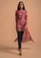 Candy Pink High Low Dhoti Suit In Cotton Blend With Nature Inspired Print