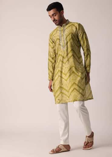 Captivating Green Cotton Kurta For Men