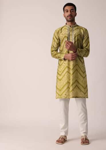 Captivating Green Cotton Kurta For Men
