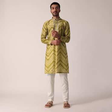 Captivating Green Cotton Kurta For Men
