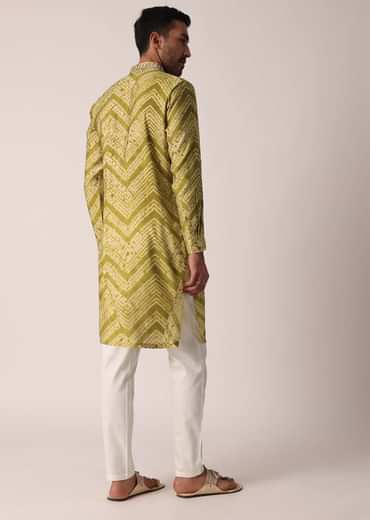 Captivating Green Cotton Kurta For Men