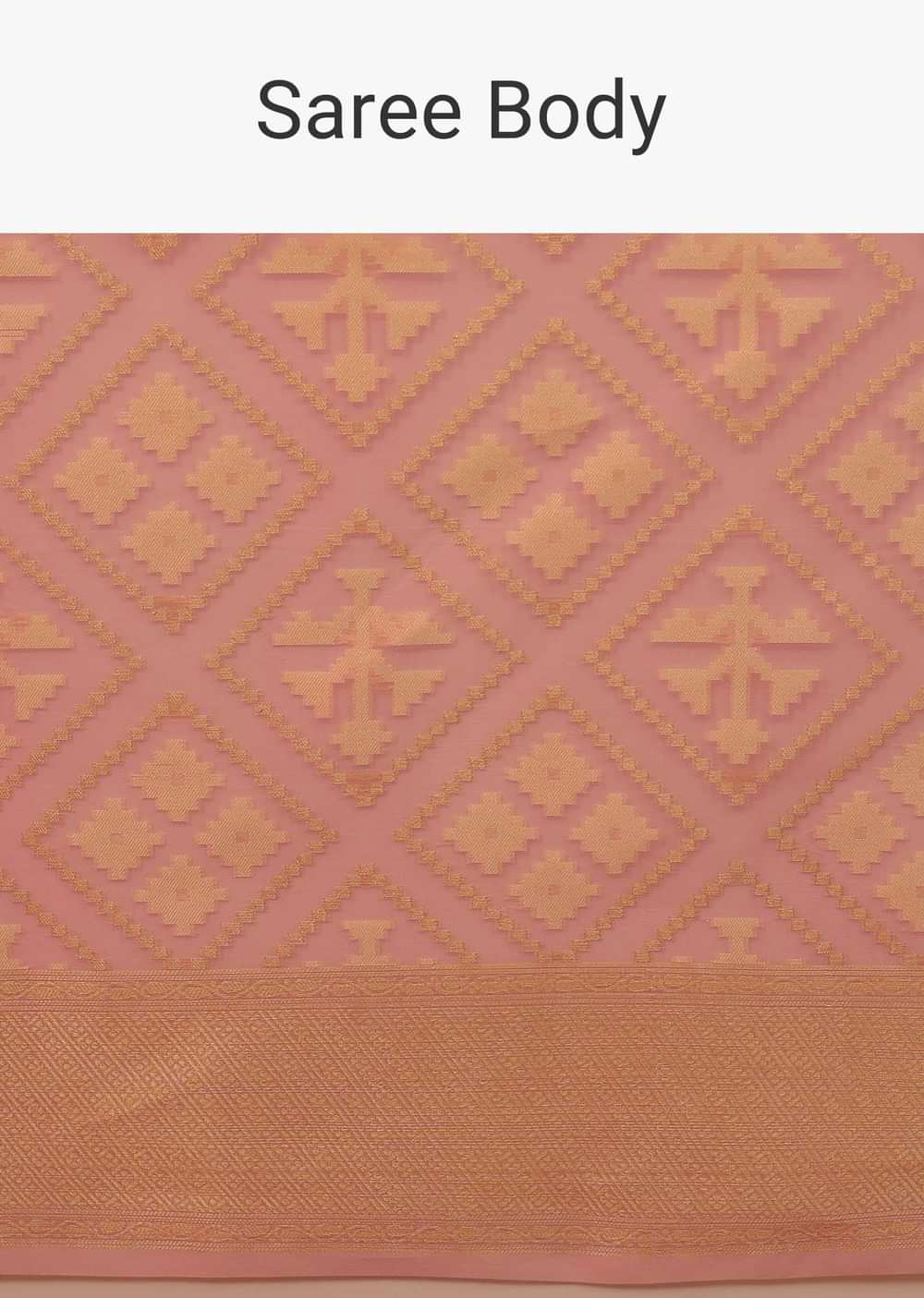 Blush Pink Saree In Banarasi Chanderi And Pure Handloom Cotton With Brocade Embroidery