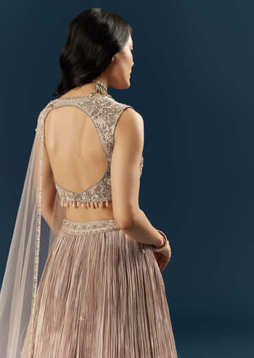 Champagne Gold Organza Bridesmaid Lehenga With Heavy Embroidery