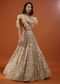Champagne Gold Angelic Net Gown With Mirror Work And Ruffle Sleeves - NOOR 2022