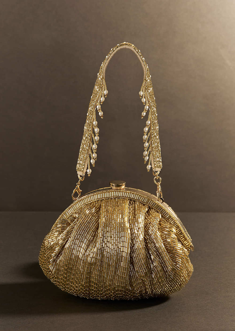 Champagne Gold Potli With Sequin Work