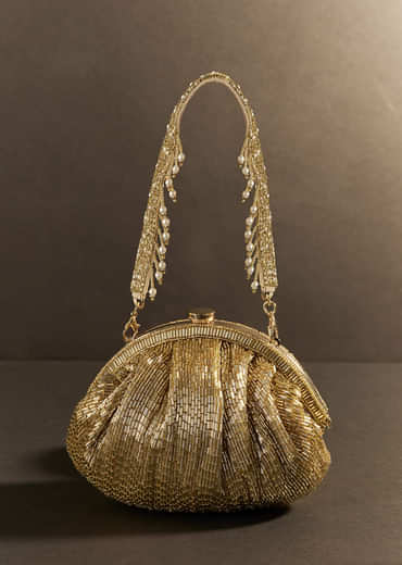 Champagne Gold Potli With Sequin Work Champagne Gold Potli With Sequin Work