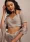 Champagne Silver Blouse With Sweetheart Neckline In Lycra Shimmer