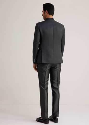 Black Jodhpuri Suit With Embellished Collar