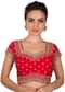 Cherry red blouse in kundan and mirror work only on Kalki