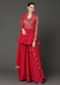 Cherry Red Peplum Top And Flared Palazzo Pants With Sequins Work Online - Kalki Fashion