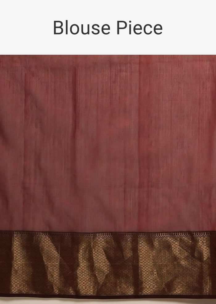 Cherry Red Saree Cotton Silk With Woven Buttis And Black Border Along With Unstitched Blouse