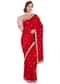 Cherry red silk saree adorn in zari butti and border only on Kalki