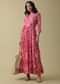 Cherry Pink Embroidered Kurti In Cotton With Floral Print