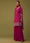 Cherry Pink Organza Kurti And Sharara Set In Brocade Weave