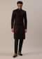 Cherry Red Embroidered Sherwani Set In Velvet