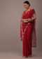 Cherry Red Saree In Organza With Cut Dana And Moti Embroidery