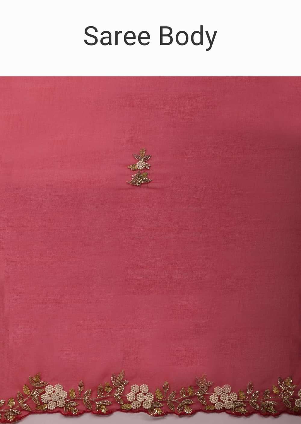 Cherry Red Saree In Organza With Cut Dana And Moti Embroidery