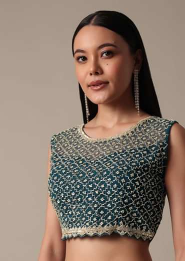 Chic Blue Ready Pleated Saree With Ready Made Blouse