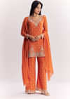 Chinon Cutdana Sequin Threadwork Kurta Palazzo Suit