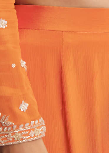 Chinon Cutdana Sequin Threadwork Kurta Palazzo Suit
