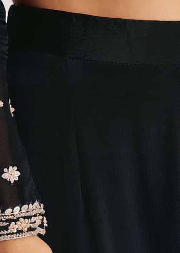 Chinon Kurta Sharara Suit With Cutdana Sequins And Thread Embroidery