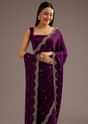 Chinon Satin Saree With Cutdana And Mirror Embellishment