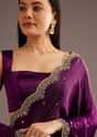 Chinon Satin Saree With Cutdana And Mirror Embellishment