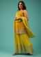 Chrome Yellow Sharara Suit In Chinon With Embroidery