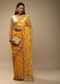Chrome Yellow Two Toned Saree In Organza With Lehariya Print And Gotta Embroidered Scallop Border