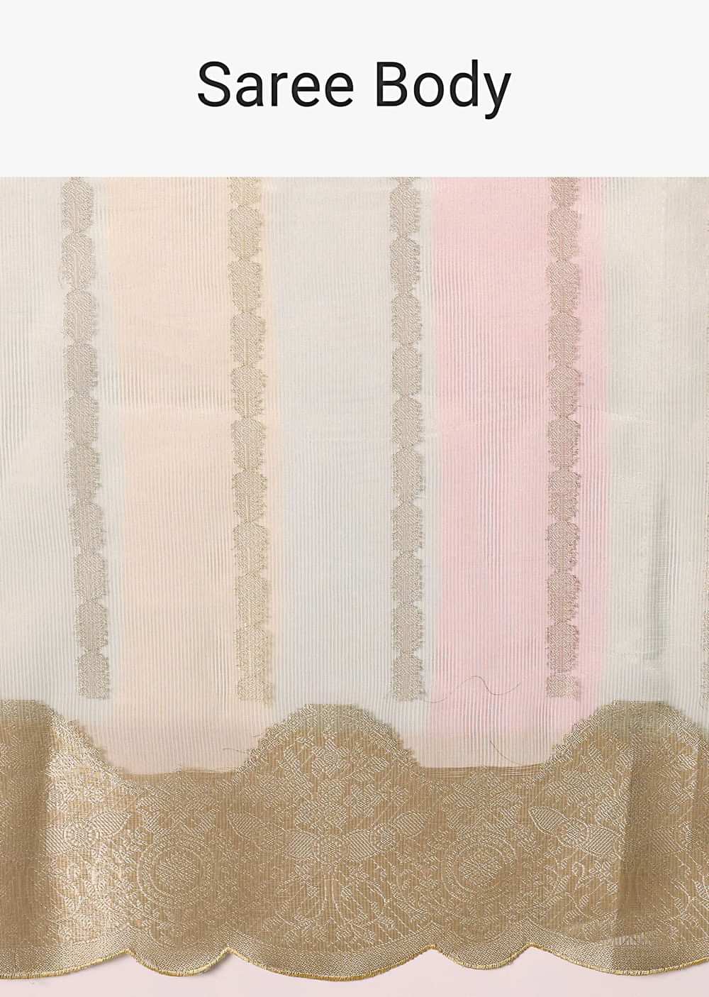 Classic Beige Ragkart Kora Silk Saree With Printed Pallu