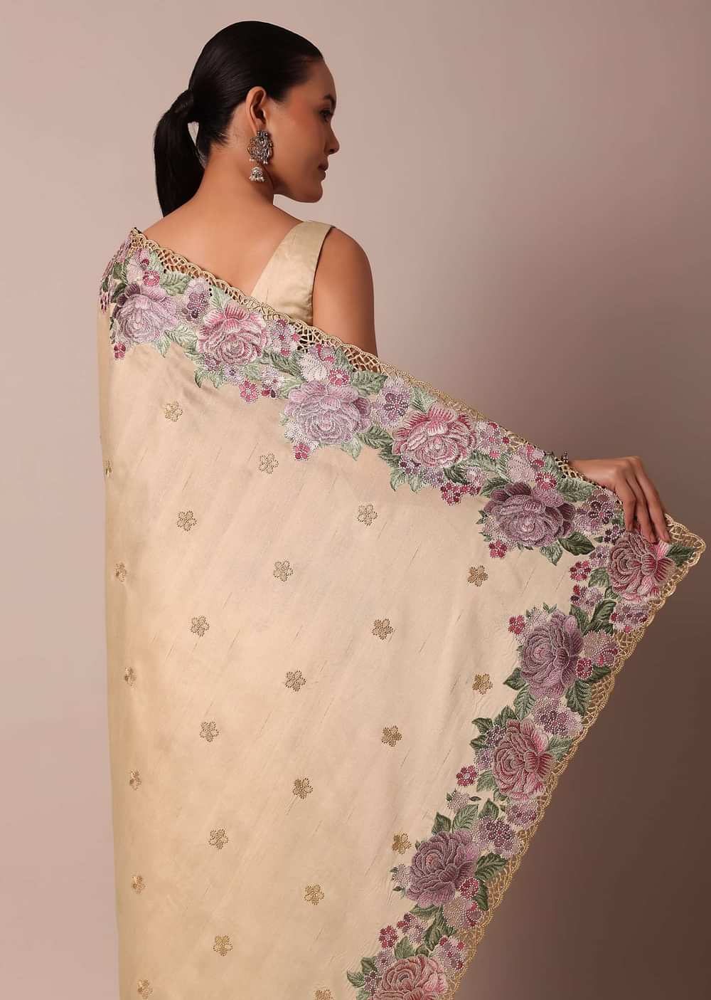 Classic Beige Saree Featuring Resham Thread Work
