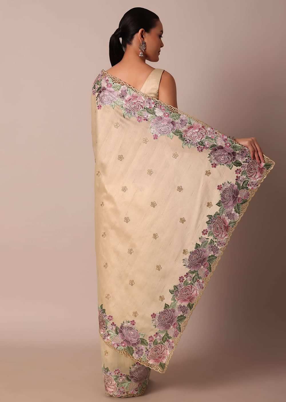 Classic Beige Saree Featuring Resham Thread Work