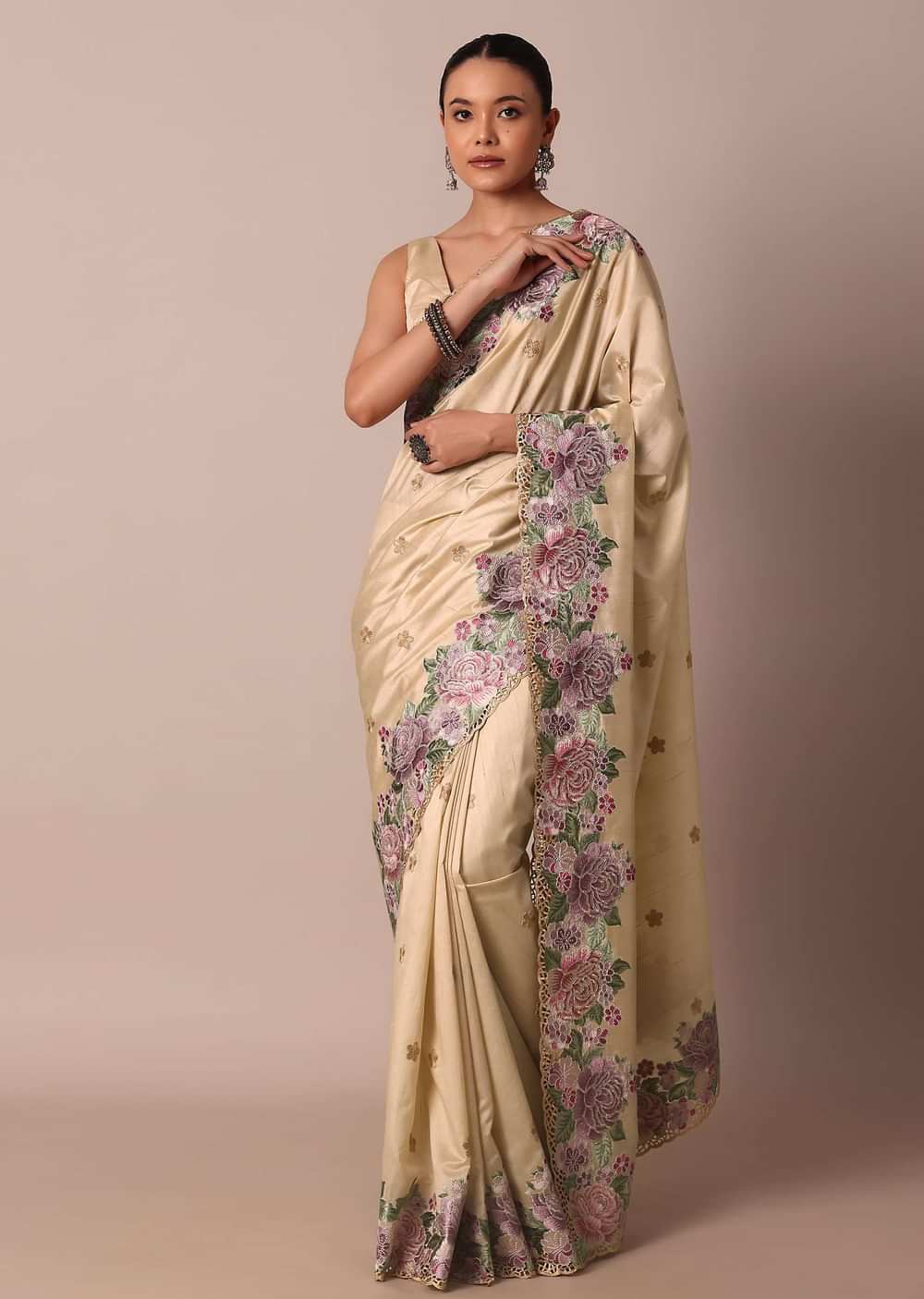Classic Beige Saree Featuring Resham Thread Work