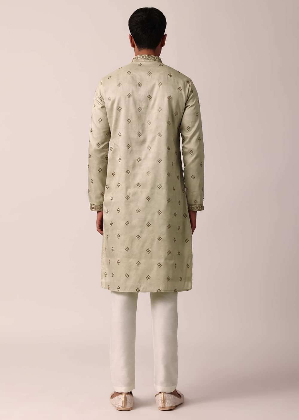 Classic Beige Silk Kurta Set For Men